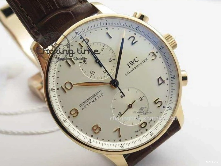 MIROTIME 0416 Portuguese Chrono RG IW371480 ZF 1:1 Best Edition White Dial On Brown Leather Strap A7750 V HighPerformance 7266